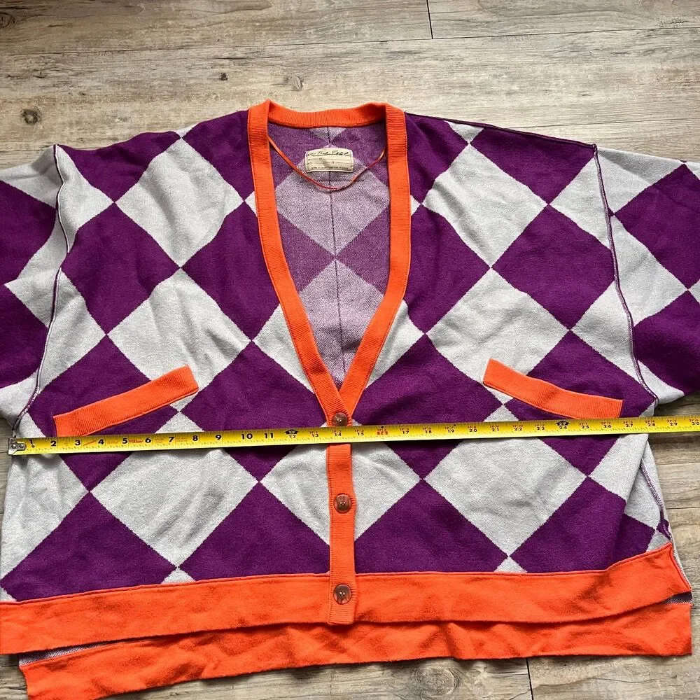 Free People We The Free Manny Cardi Checkered Oversized Cardigan Size Small - Picture 7 of 10